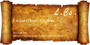 Leipniker Csaba névjegykártya